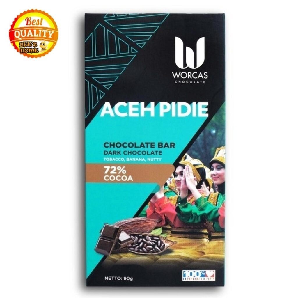 Worcas Chocolate Bar Dark Aceh Pidie cokelat沃卡斯巧克力棒黑色Aceh Pidie 巧克力90克