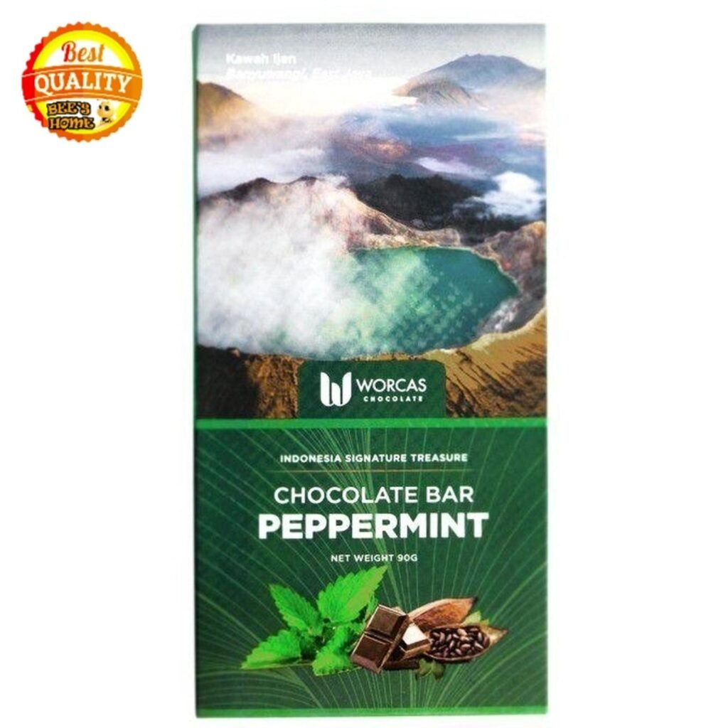 Worcas Chocolate Bar Dark Peppermint Cokelat沃卡斯黑巧克力薄荷味巧克力棒90克