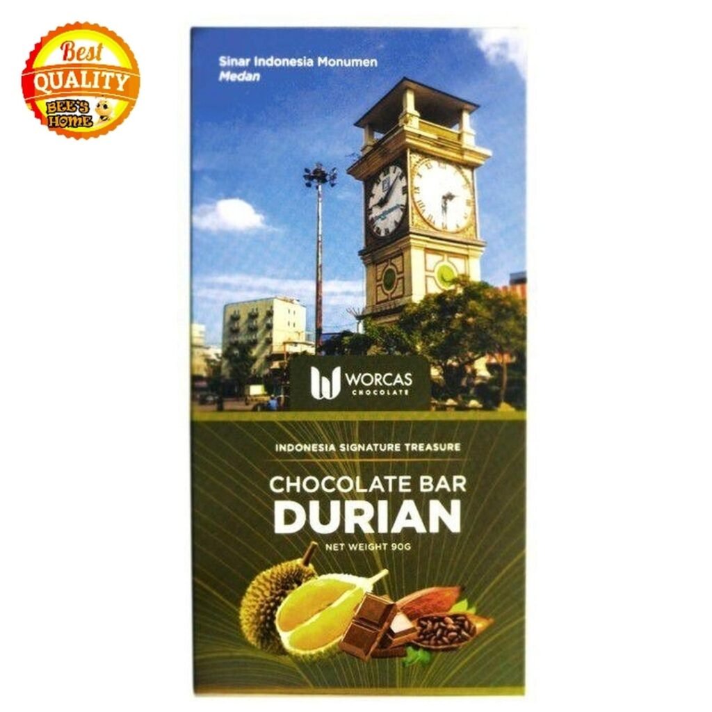 Worcas Chocolate Bar Dark Durian Cokelat沃卡斯巧克力棒黑色榴莲味90克